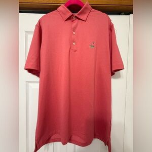 johnnie-O Men's Coral-Red Polo with Embroidered Flag Logo
